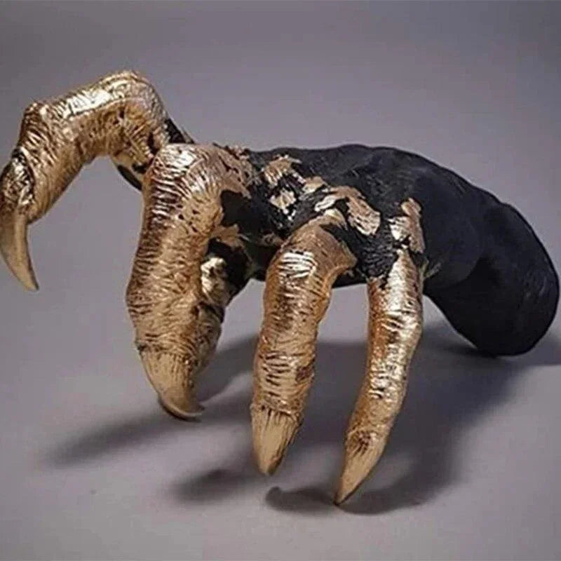 Golden Witch Hand Wall Hanging Statue Resin Art Sculpture Halloween Decoration