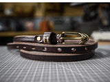 Shallee's Genuine Leather Women's Belt Pure Copper Button Western Cowboy Style