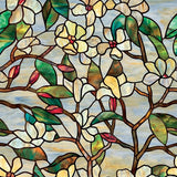 Magnolia Stained Glass Window Film Peel and Stick Decals