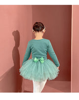 Plush Girls Ballet Wrap Tops Long Sleeve Dance Warm Up Sweater