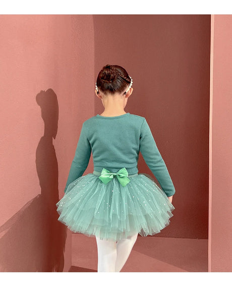 Plush Girls Ballet Wrap Tops Long Sleeve Dance Warm Up Sweater