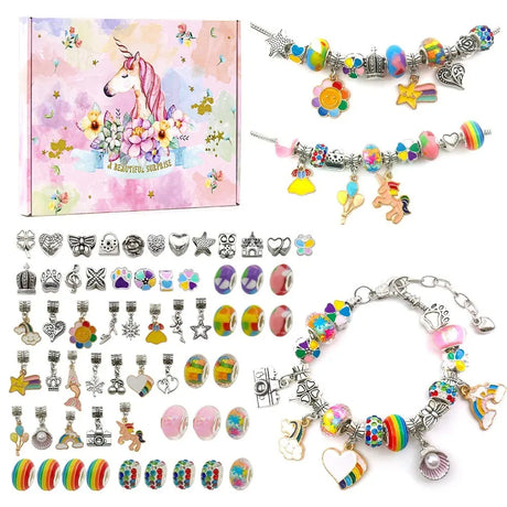 Charm Bracelet Making Kit Girls Gift Box 66 Pcs of DIY Jewellery Making Kit