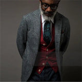 Mens British Herringbone Tweed Wool Suit Jacket