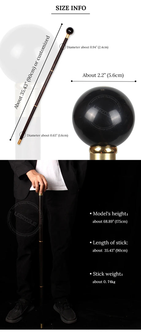 Black Eight Ball Wooden Walking Stick Cane