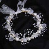 Girls Pearl Flower Wreath Floral Garland Head Hoop