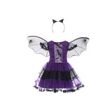 Girls Witch Outfit Halloween Party Costumes for Kids Dress Up With Bag Hat Wand