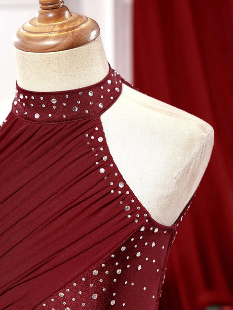 Girls Dance Performance Rhinestone Fringed Dress Figure Ice Skating Dancewear