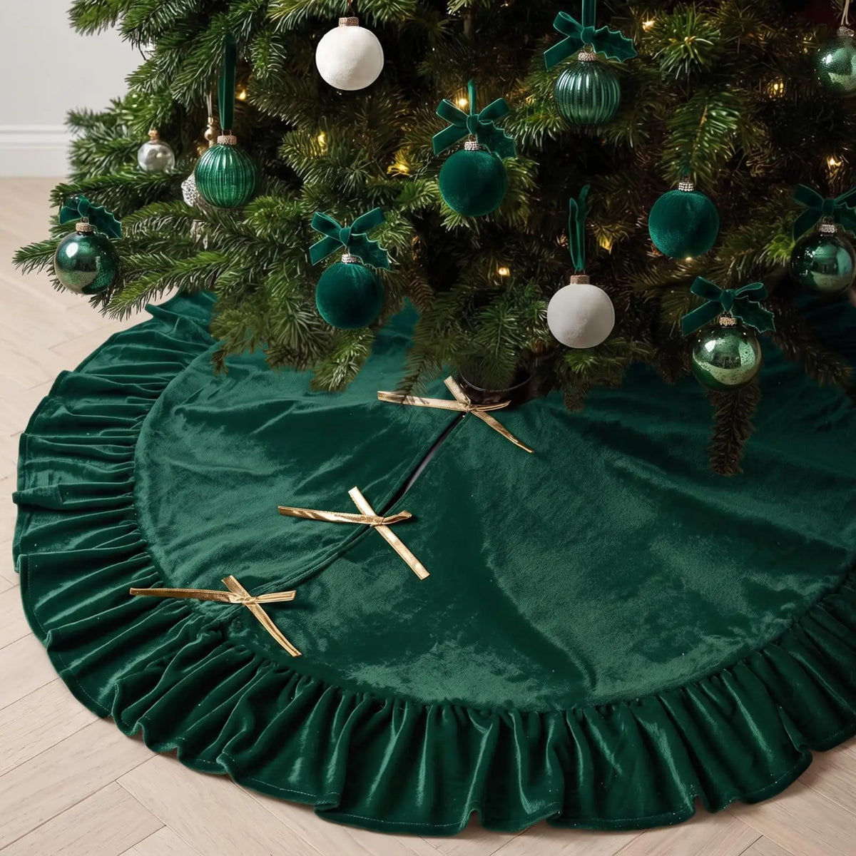 Dutch Velvet Christmas Tree Skirt Ruffled Edge Xmas Decor