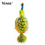 Hand Painted Peacock Easter Egg Enamel Trinket Box