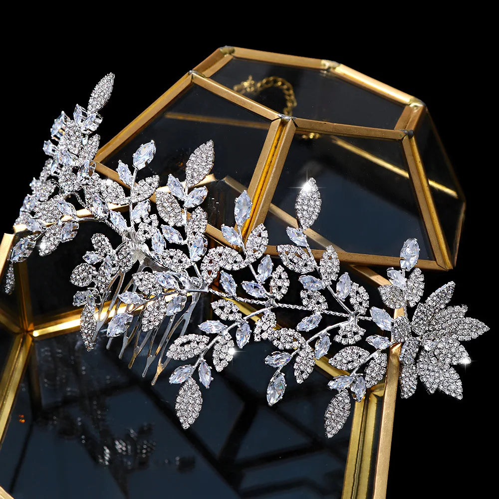 Wedding Hair Accessories Cubic Zircon Bridal Hair Combs Headpieces Hair Jewellery