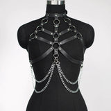 Rib Cage Harness Chest Body Harness Gothic Punk Faux Leather & Chains