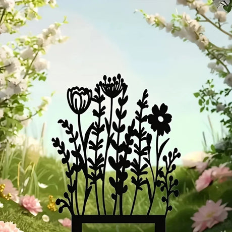 Rusty Metal Wildflower Stake Garden Decor