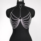 Rib Cage Harness Chest Body Harness Gothic Punk Faux Leather & Chains