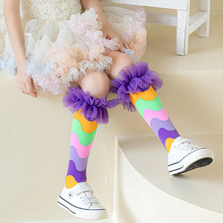 Girls Knee-High Rainbow Fun Socks 3-8T
