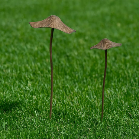 Garden Metal Rusty Mushroom Stakes