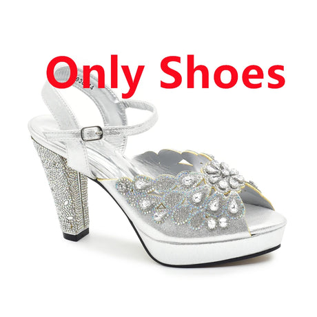 Peacock Peep-Toe Party Pumps Matching Bag and Shoes Set