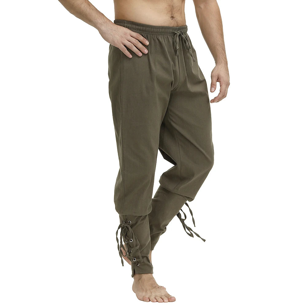 Medieval Pants Viking Costume Pirate Trousers Lace Up Renaissance LARP Cosplay
