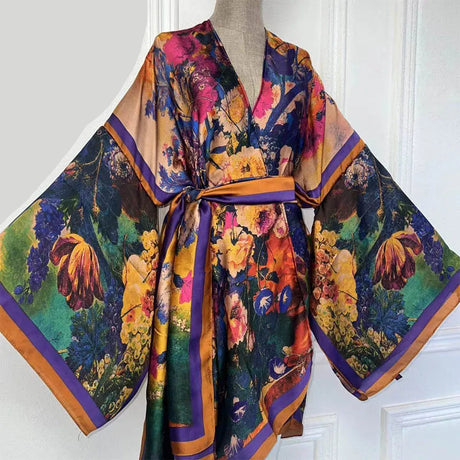 Renna's Bohemian Belted Kimono Wrap Dress