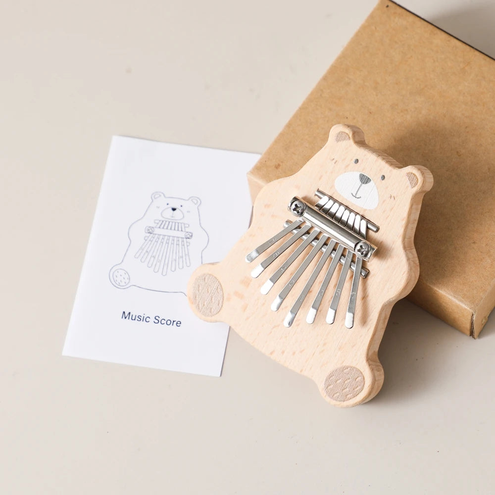 Bear Kalimba 8 Key Mini Thumb Piano Montessori Musical Instrument Toys for Children