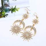 Halo Crown Sun Moon Stars Drop Earrings