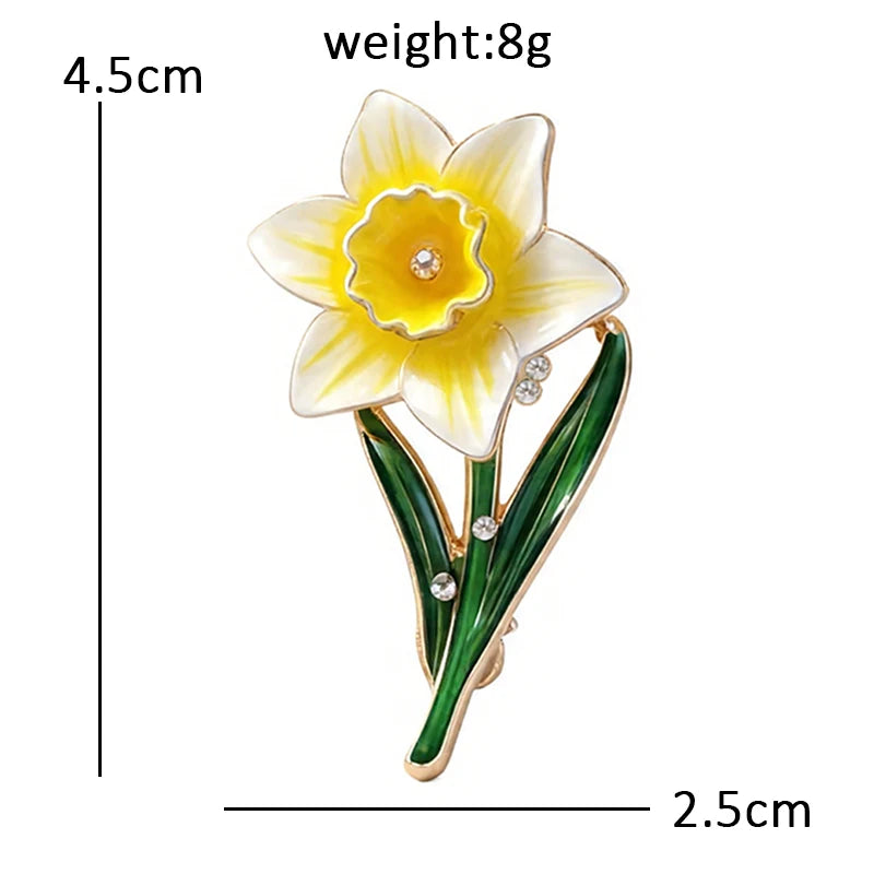 March Birthday Flower Brooch Enamel Daffodil
