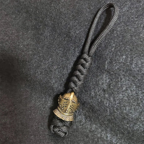 Brass Spartan Warrior Helmet Paracord Beads Lanyard Dreadlock Beard Bead