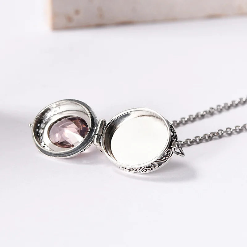The Secret Keeper's S925 Sterling Silver Locket Pendant Zircon Crystal