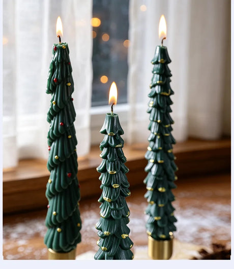 Christmas Tree Taper Candle Pine Tree Candlestick Xmas Dinner Table Decor