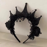 Gothic Black Rose Lace Crown Victorian Photo Shoot Costume Cosplay