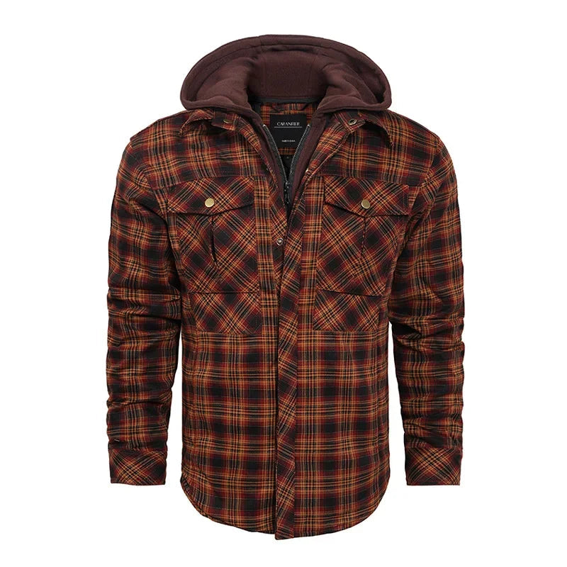 Woodsman Cotton Plaid Hooded Jacket Thick Warm Winter Plaid Shirts