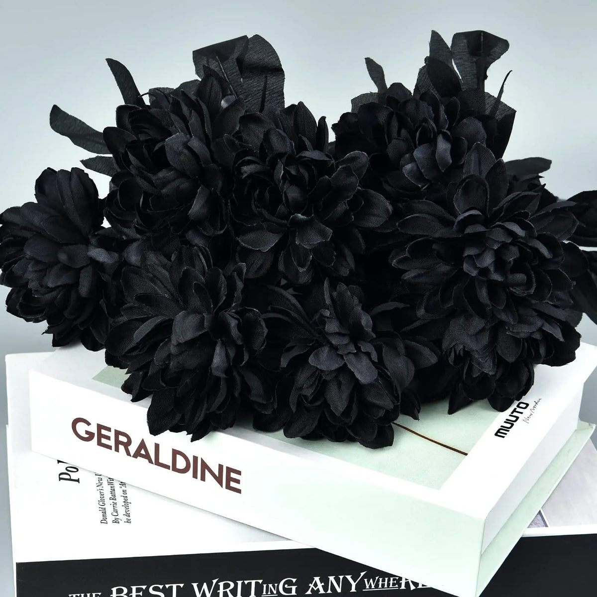 Black Dahlia Halloween Decoration Burgundy Artificial Flower Branch Arrangement Table Home Party Decor