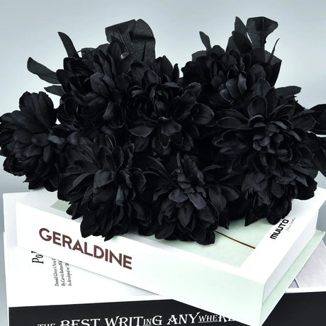 Black Dahlia Halloween Decoration Burgundy Artificial Flower Branch Arrangement Table Home Party Decor