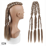 Viking Mohawk Cornrow Braided Mullet Wig Synthetic Thick 5 Braids with Metal Rings for Cosplay