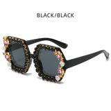Gilly's Rhinestone Sparkling Square Frame Sunglasses Funglasses