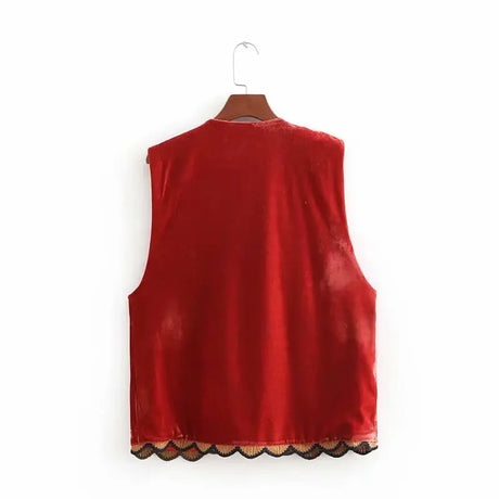 Kezia's Sequinned Embroidered Velvet Waistcoat Vest