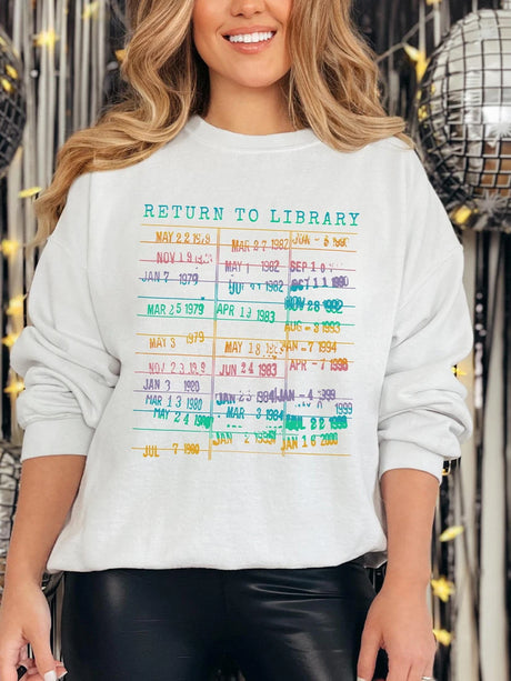 Return to Library Sweater Vintage Library Card Book Due Date Unisex Librarian Bookish Sweatshirt
