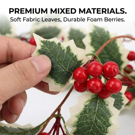 Christmas Garland Artificial Red Holly Berry Vine Xmas Tree Hanging Decoration