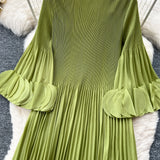 Petal Sleeves Pleated Tassel Dress Eight Colours