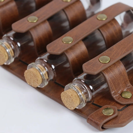 Apothecarist Medieval Leather Vial Holder Alchemy Potion Bottle Carrier for LARP Cosplay Belt Accessory