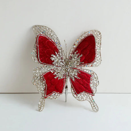 Sparkling Christmas Butterfly Pendant Glitter with Clip Xmas Tree Decoration