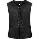 Men's Medieval Faux Suede Vest Sleeveless Shirt Vikings Cosplay Archer Costume
