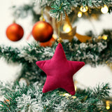 5pcs Christmas Velvet Star Ornaments Xmas Tree Hanging Decorations