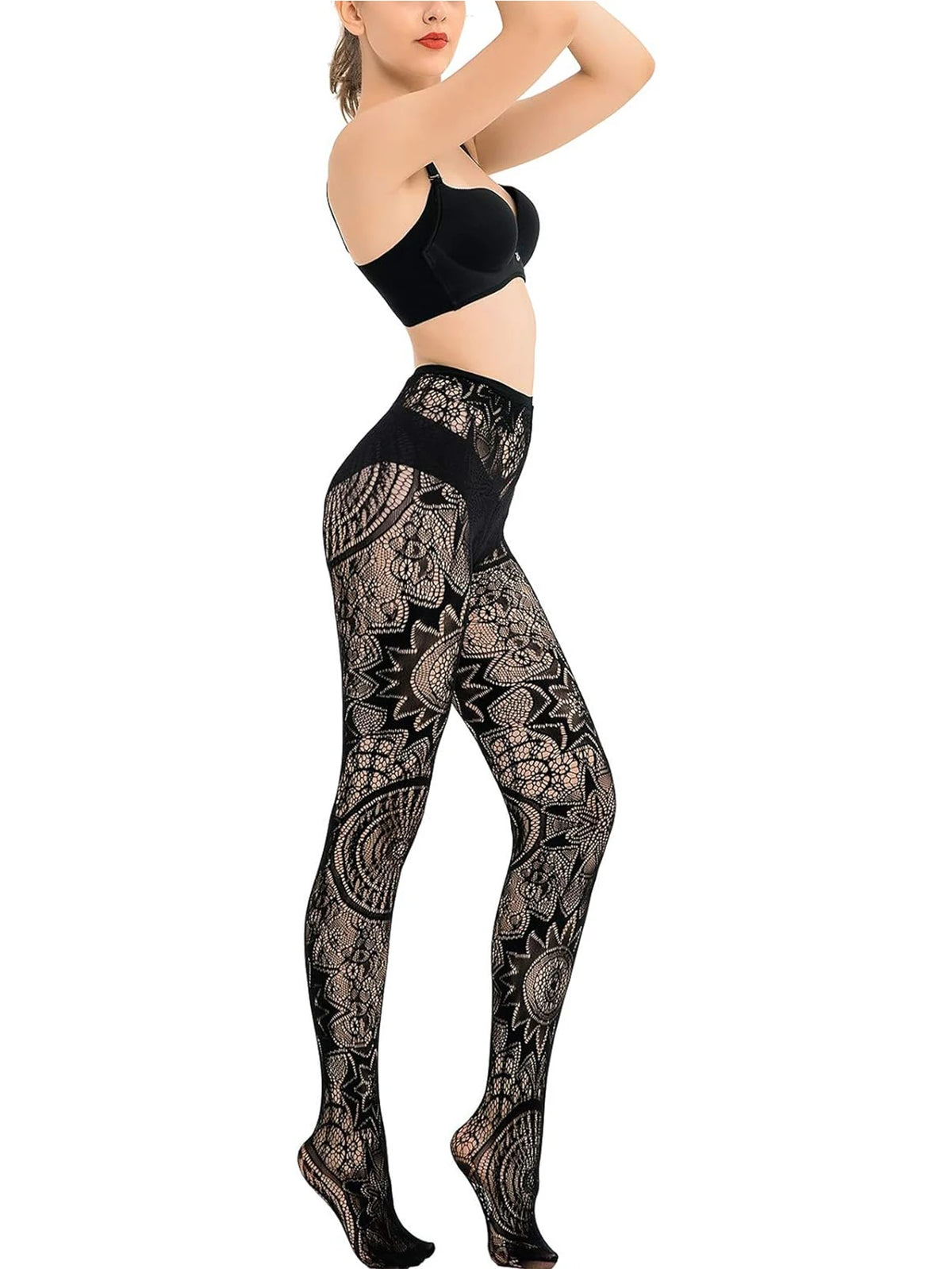 Fishnet Stockings Jacquard Lace Pantyhose
