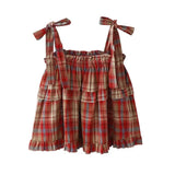 Mushroom Green Plaid Ruffle Top Y2k Goblincore