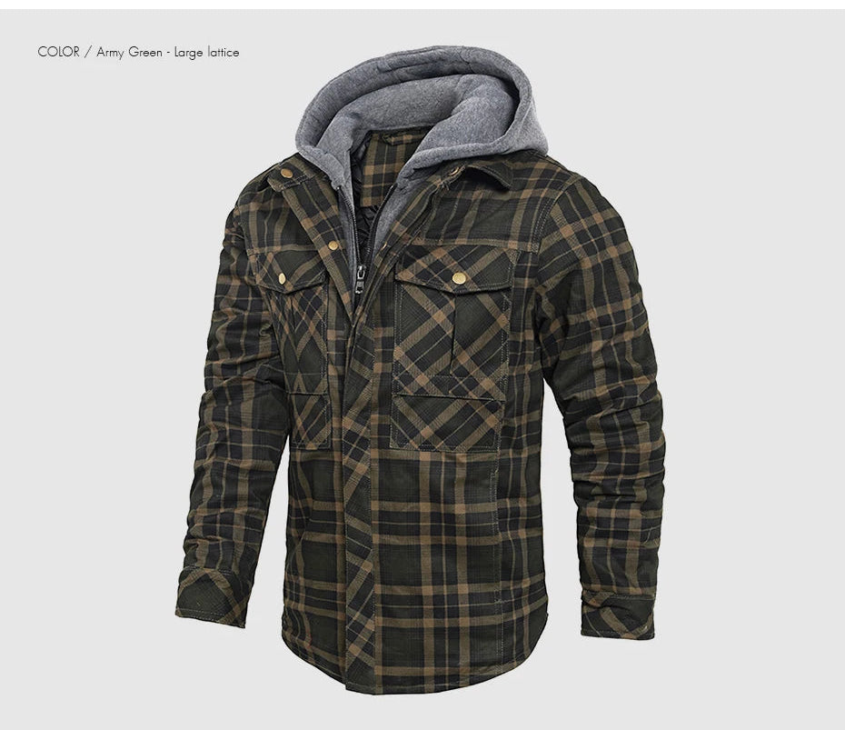 Woodsman Cotton Plaid Hooded Jacket Thick Warm Winter Plaid Shirts