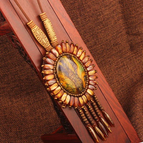 Handmade Beaded Leather Boho Necklaces