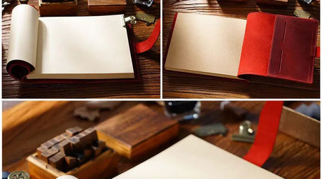 Stitched Genuine Leather Notebook 6 Colours Handmade Journal with Lock Blank Kraft Paper 200 Pages Sketchbook