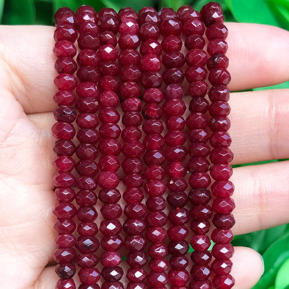 Red Chalcedony Natural Faceted Rondelle Stone Beads for DIY Jewellery Making