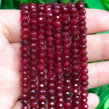 Red Chalcedony Natural Faceted Rondelle Stone Beads for DIY Jewellery Making