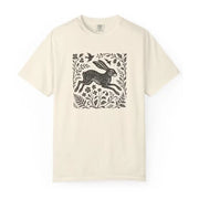Wild Hare Linoprint T-Shirt Folk Art Forest Animal Naturecore Tee